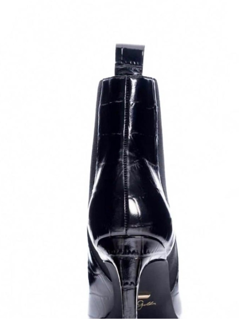 42 Gold Black Croc Embossed Chelsea Ankle Boots Pointed Toe Stiletto Heel 11 - Picture 10 of 13